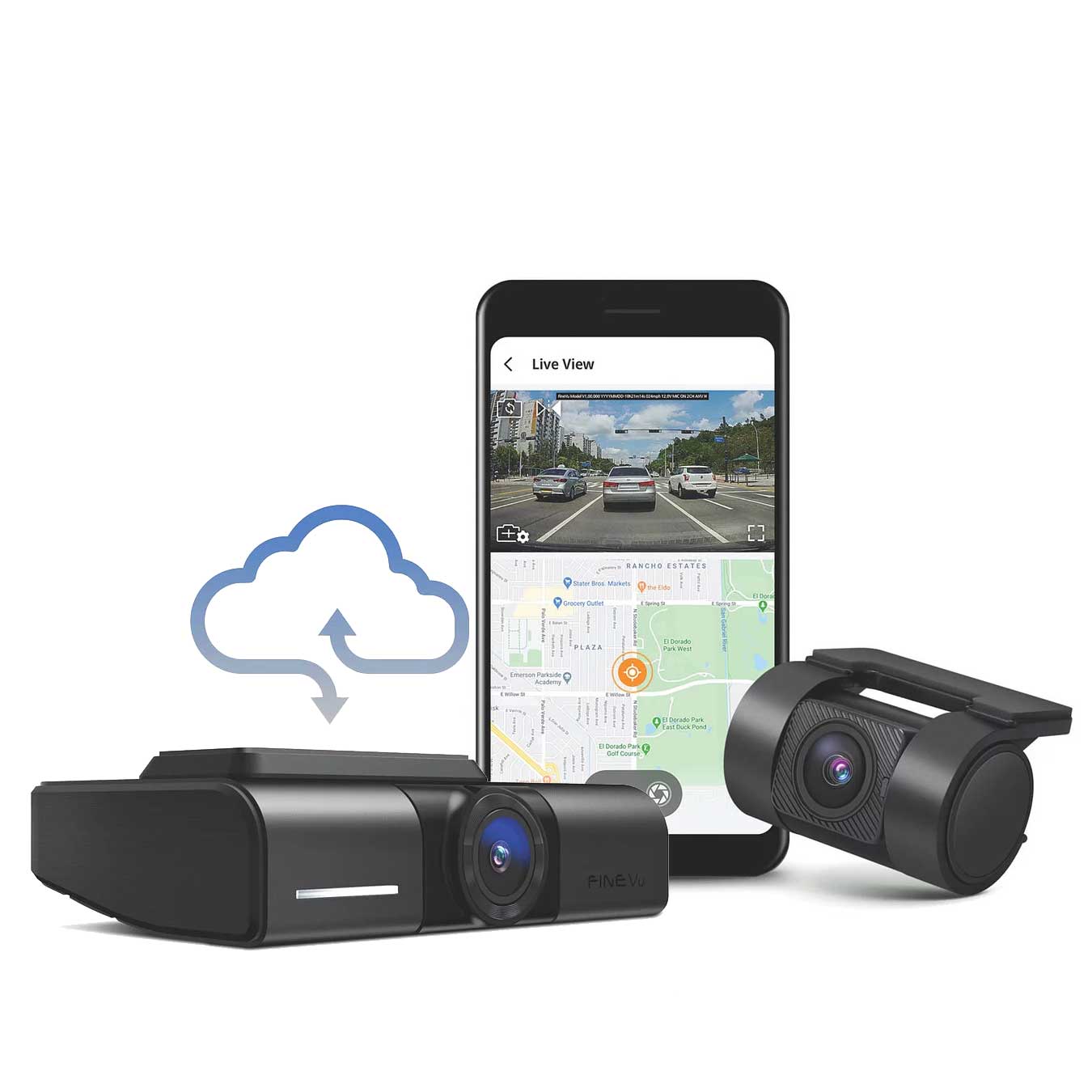 FineVu GX1000 Cloud 2CH 2K Wifi GPS 32gb dashcam